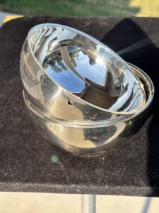 two metal bowls