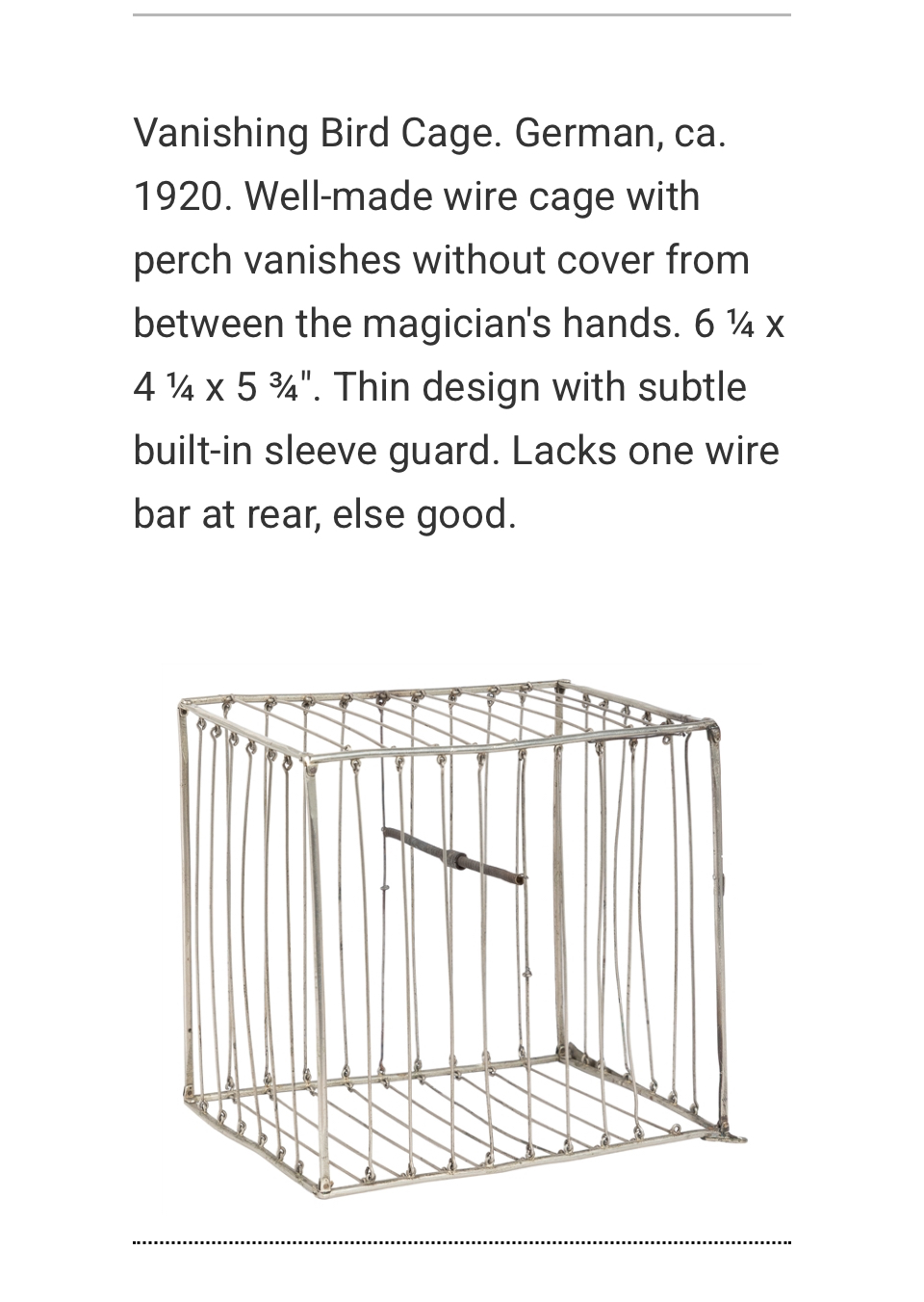 German Vanishing Bird Cage – MagicShow.Tips