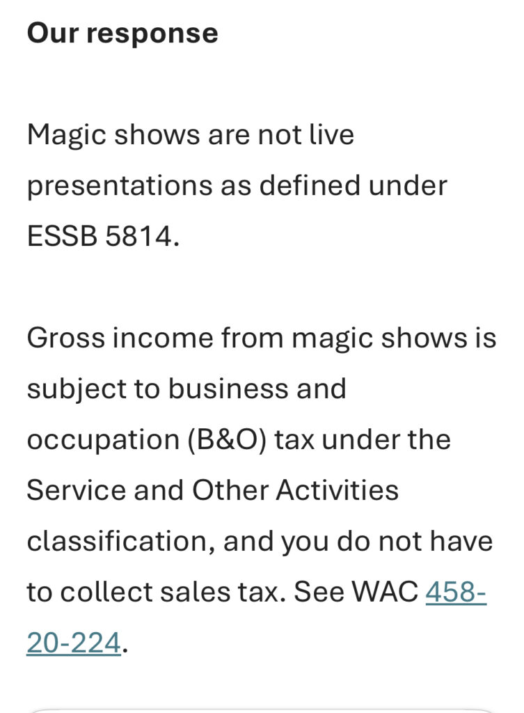 magic show tax