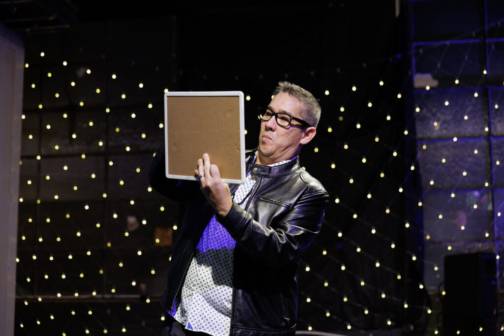 magician with whiteboard