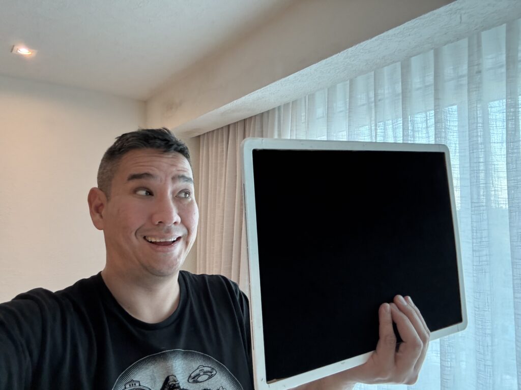 magician with whiteboard