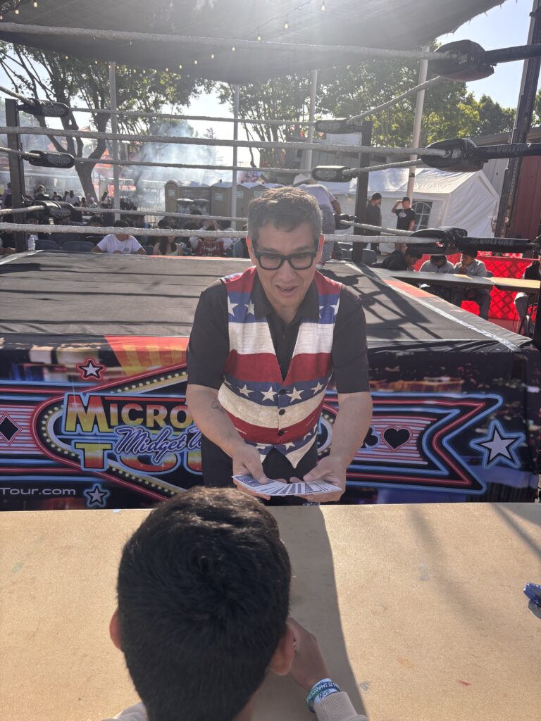 close up magic at a wrestling magic