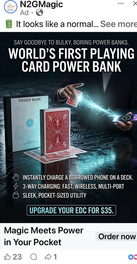 playing card power bank by n2g magic