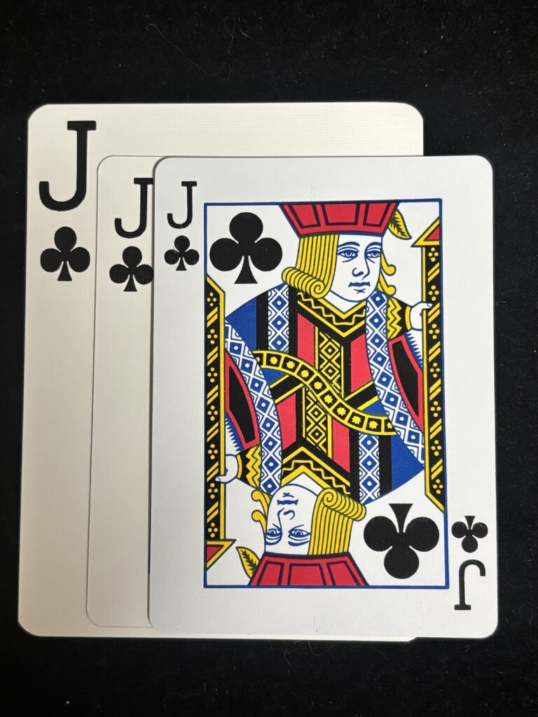 playing cards with normal and large indexes