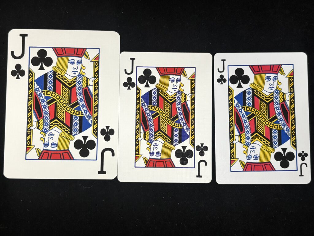 playing cards with normal and large indexes