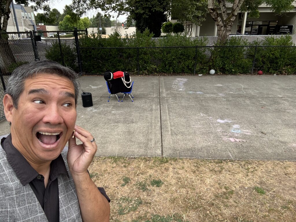 magician at outdoor summer camp show