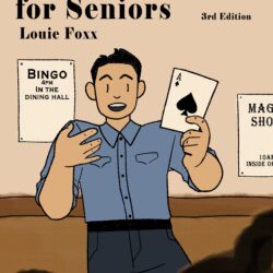 drawing of magician performing for seniors